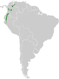 Distribución geográfica del pinchaflor satinado.
