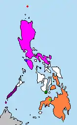 Distribución de C. grandis en Filipinas (en verde claro).