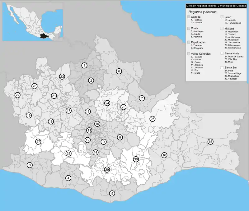 División regional, distrital y municipal.