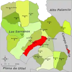 Localización en la comarca de Los Serranos