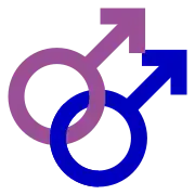 Dos símbolos masculinos enlazados forman el símbolo homosexual masculino.