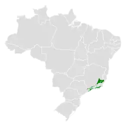 Distribución geográfica del tiluchí colirrufo.
