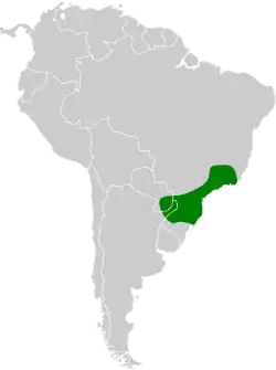 Distribución geográfica del tiluchí estriado oriental.