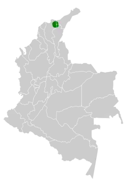 Distribución geográfica de la tangara pechifulva de Carriker.