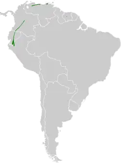 Distribución geográfica del batarito albilistado.