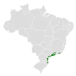 Distribución geográfica del batarito dorsirrufo.