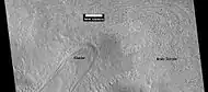 Posible glaciar rodeado por terreno cerebral (imagen HiRISE).