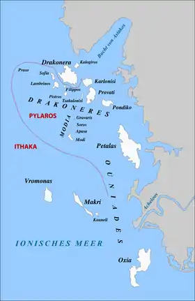 Localización de las Equínadas en el mar Jónico