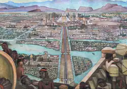 Tenochtitlán, capital del imperio azteca.