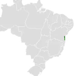 Distribución geográfica del churrín de Bahía.