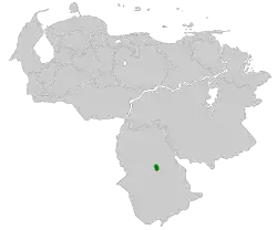 Distribución geográfica del coludo del Duida.