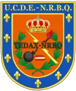 Emblema de la Unidad Central de Desactivación de Explosivos y [Defensa] Nuclear, Radiológica, Biológica y Química (UCDE-NRBQ)