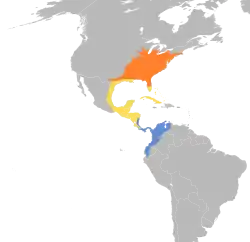 Distribución geográfica del mosquero verdoso.