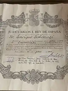 Enrique Eskenazi  - Orden del Mérito Civil, Juan Carlos I, Rey de España