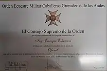 Enrique Eskenazi - Orden ecuestre militar caballeros granaderos de los andes