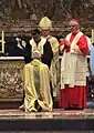 El patriarca maronita Rahi impone las manos para padre Maurizio. Detrás de elles, los cardinales Sandri y Müller.