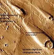 Elementos de erosión en Ares Vallis, vistos por THEMIS