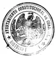 Escudo oficial de la República Federal Mexicana en 1898, en sello oficial de la Municipalidad de Cuajimalpa.