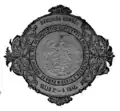 Escudo nacional en papel sellado de medio Real para los años de 1858 y 1859 de la república federal.