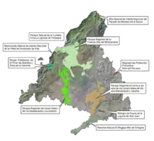 Mapa de los Espacios naturales protegidos de la Comunidad de Madrid.