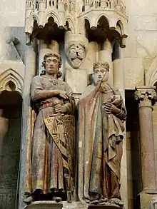 Estatuas de Ekekhard de Meissen y su esposa Uta en la catedral de Naumburgo, del Maestro de Naumburgo.
