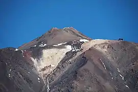 Pico del Teide. A la derecha: estación de La Rambleta.