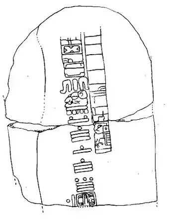 ilustración de una piedra fracturada inscrita con glifos e iconos