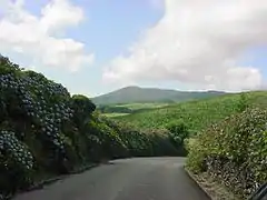 Carretera en Terceira, Sierra de Santa Bárbara al fondo