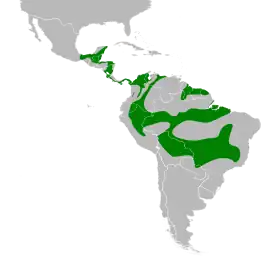 Distribución geográfica de la tangara cabecigrís.