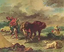 Delacroix, Marroquí con caballo
