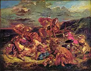 La caza del león, de Delacroix (1861).