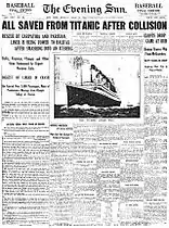 El The Evening Sun, portada del día 15 de abril de 1912.