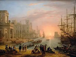 Puesta de sol en un puerto (1639), de Claudio de Lorena, Museo del Louvre, París