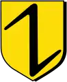 Escudo de armas del pueblo de Wolfisheim, en Alsacia (una región de Francia).