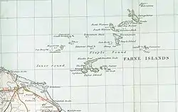 Mapa de las islas Farne de 1947