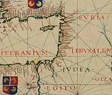 Mapa de Judea. Fernão Vaz Dourado, 1570.