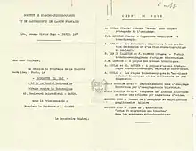Programa del 50 Congreso de Bronco-Esofageología en Lengua Francesa, París 1947, al que Resano es invitado como relator especial. Imagen de la Biblioteca y Archivo Históricos de la Universidad del Salvador.