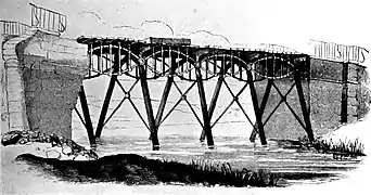 Esquema del puente Gaunless (1823), diseñado por George Stephenson para el Ferrocarril de Stockton y Darlington