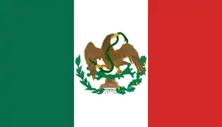 1823-1836Primera bandera de la República Mexicana, volando sobre el suelo reclamado por México hasta la Revolución de Texas.
