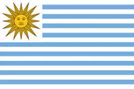 Bandera del Estado Oriental del Uruguay, utilizada entre 1828 y 1830