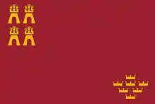 Bandera de la Región de Murcia, de color «rojo carmesí o rojo cartagena», definido como Pantone 202