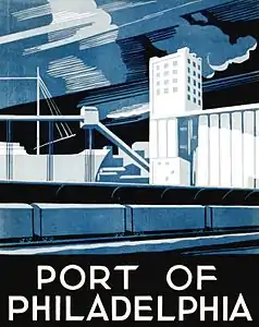 Cartel publicitario de la WPA Puerto de Filadelfia (1937).
