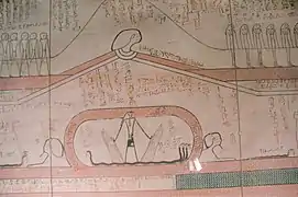 Detalle de los murales de la KV34, tumba de Tutmosis III.
