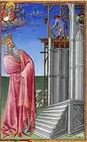 Salomón supervisa la edificación del Templo de Jerusalén. Miniatura de los Hermanos Limburg, 1412-16.