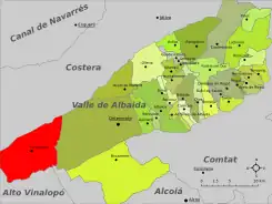 Localización en la comarca del Valle de Albaida