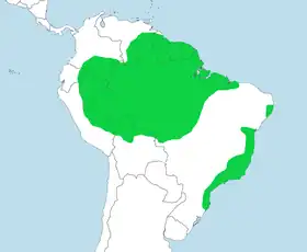 Distribución geográfica del formicario capirrojo.