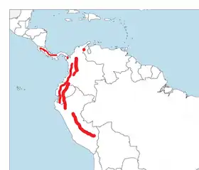 Distribución geográfica del formicario pechirrufo.