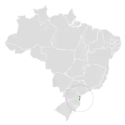 Distribución geográfica del hormiguerito del Paraná.