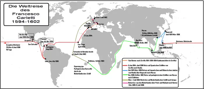 thumb\Mapa del viaje de Carletti (1594-1602) (rotulado en alemán)