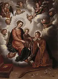 Desposorios místicos de Santa Inés, Francisco Pacheco, 1628 -Ficha en la web del Museo de Bellas Artes de Sevilla Archivado el 29 de noviembre de 2014 en Wayback Machine.-